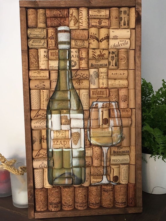 Decoración de la pared del corcho del vino, arte de la pared de madera,  regalo del