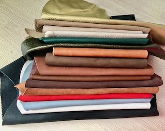 Leather  Scraps, Mixed Colors Spanish Factory Leather, Offcuts Various Size, Leather for Kraft, Genuine Leather Medium for Handmade