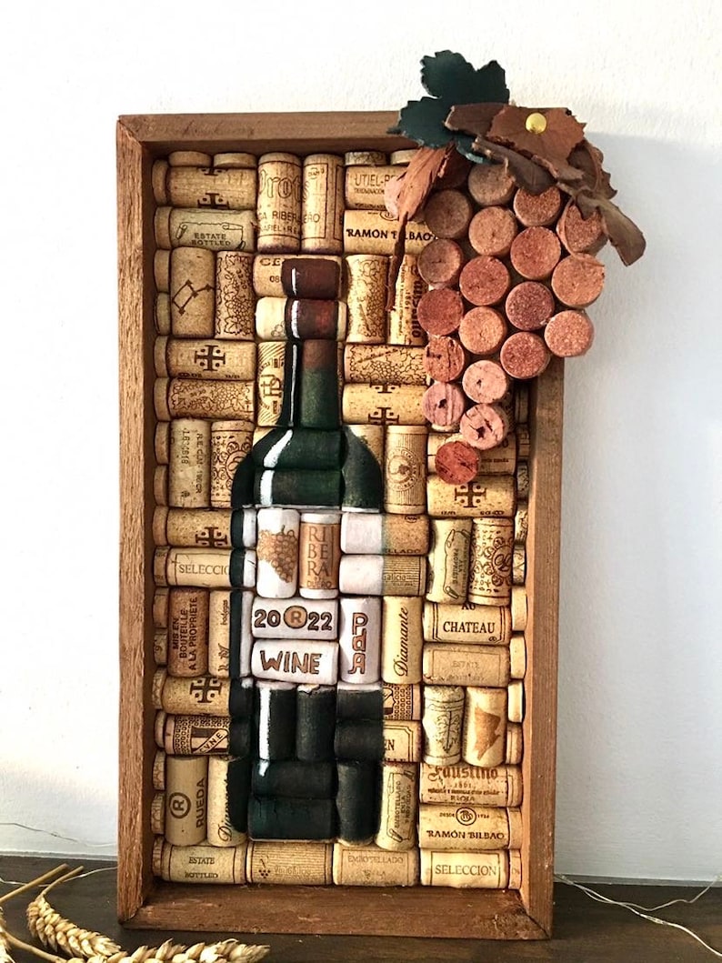 Wine Cork Wall Decor, Wood Wall Art,wine Lover Gift, Wine Cork Art, Bar Decor, Kitchen Wall Art