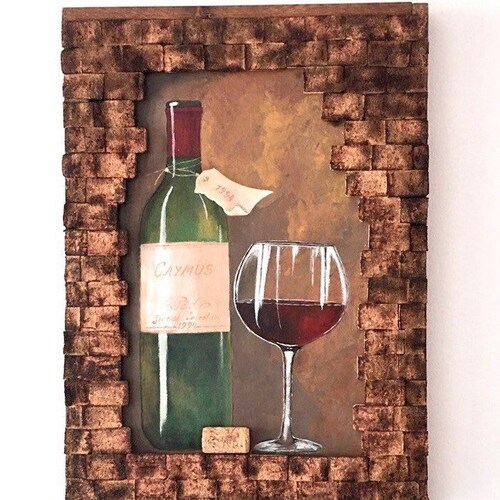 Wine Cork Wall Decor Wood Wall Artwine Lover Gift Wine Cork Etsy