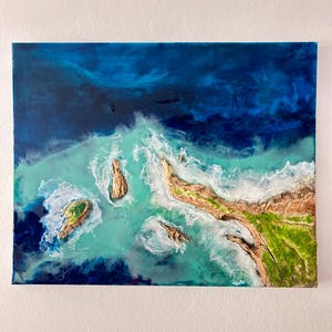 Art océanique résine époxy, art mural plage en résine, peinture 3D vagues de l'océan, vagues de la mer époxy, art mural fluide, art mural côtier, décor de plage nautique