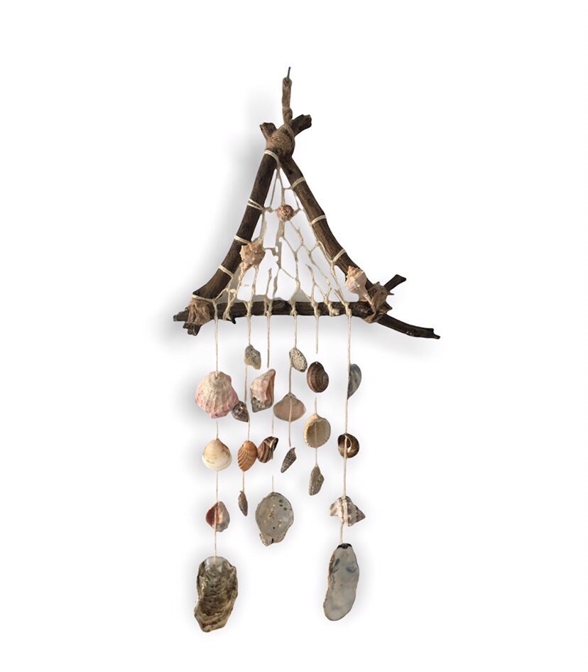 Carillon éolien En Coquillages Naturels – 73 Cm, Style Bohème, Vert, Pour Jardin, Terrasse Ou Intérieur