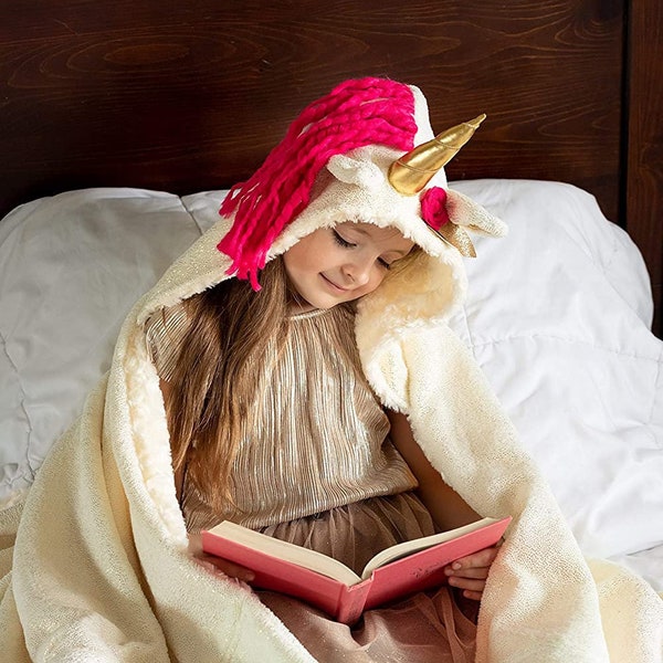 Hooded Unicorn Blanket for Adults, Teens, & Kids