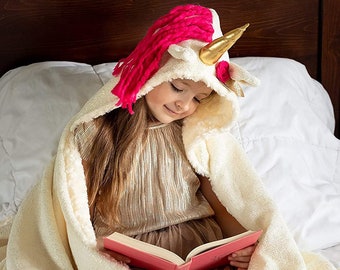 Hooded Unicorn Blanket for Adults, Teens, & Kids