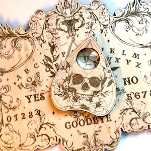 Wooden Divination Spirit Board Engraved Magic Board Ouija Board Metaphysical Message Witch&#39;s Pendulum Board Kit