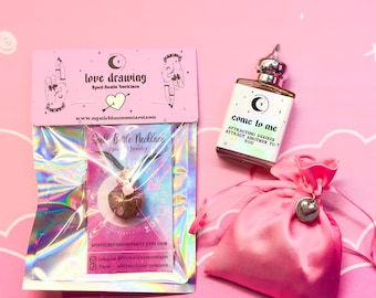 Love and Attraction Spell Bottle Necklace Bundle: Spiritual Intention Jewelry