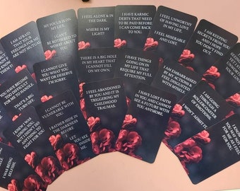 Dark Confessions 1 Oracle Deck Tarot Cards Deck Twin Flame Oracle Cards Love Keywords, Messages Deck, Dark Shadow