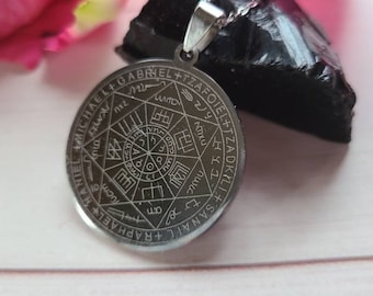 Protection Amulet, Stainless Steel Seven Archangels Seal Amulet Pendant, Spiritual Jewelry, Dainty Occult Necklace, Gift for Her