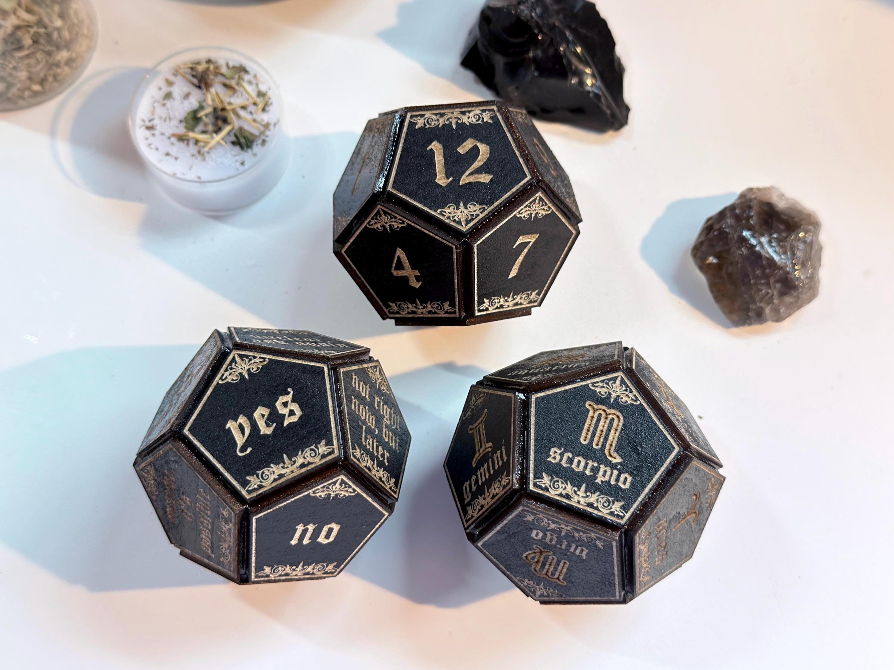Black Divination Dice Set: Fortune-telling Spiritual Tool, Witchy Gift ...