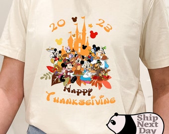 Thanksgiving Disney Shirt,Vintage Cute Mickey and Friends Happy Thanksgiving Sweatshirt, Disney Fall Vibes Family Matching Tee