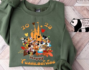 Thanksgiving Disney Sweatshirt,Vintage Cute Mickey and Friends Happy Thanksgiving T-Shirt, Disney Fall Vibes Family Matching Tee