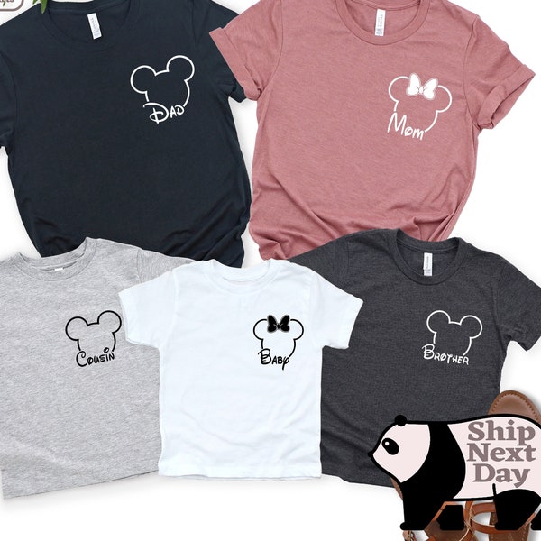 Disney Custom Family Shirts, Mickey and Minnie Pocket Shirt, Disney Vacation Trip Shirt,  Disneyland Custom Tee, Disneyworld Family Shirt,