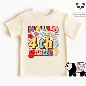 Hello 4th Grade Tee, Retro Kids Shirt,  Natural Back To School Toddler Shirt, First Day Of School Tee, Cute School Tee