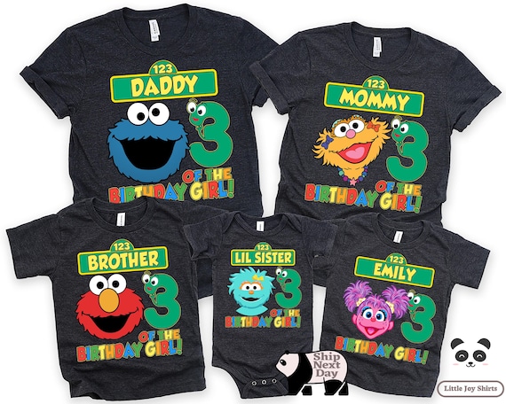 Custom Sesame St. Character Family Birthday Shirts, Street Family Birthday T-Shirt, Birthday Tee for Toddler, Toddler Birthday Tee