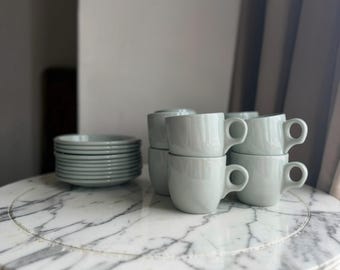 The Dudson Brothers vitrified stoneware coffee set , sage green glaze