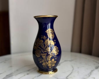 Vintage Royal Porzellan Bavaria KPM vase ,  Echt Cobalt blue glaze