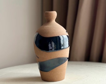 Alfadom Studio Pottery Vase: Abstract Glaze, Dominican Republic