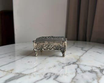 Ornate Vintage 1950’s Silver Plate Trinket Jewellery Box Made in Japan