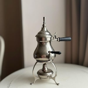 Antique Vintage Silver Plated Semovar Tea Set , Hammered Metal