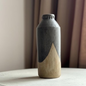 Cylindrical Ceramic Bottle Vase, Stoneware, circa 1960s, 22 cm tall , very heavy