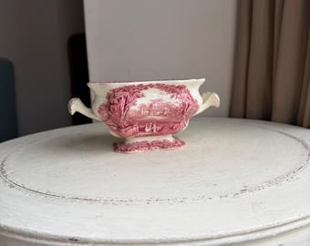 Mason's Ironstone tureen base , Vista Pink pattern,  pink transferware