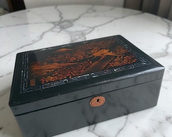 Japanese black lacquerware (Urushi) storage box , large , 1940’s