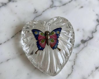 Vintage Kristal Zajecar lead crystal heart-shaped trinket box , 1970’s