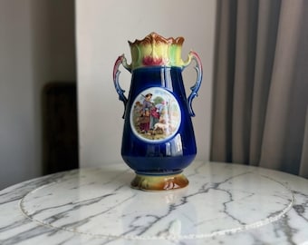 Antique Edwardian-era Strasburg Ware double-handled mantel vase , 1900’s