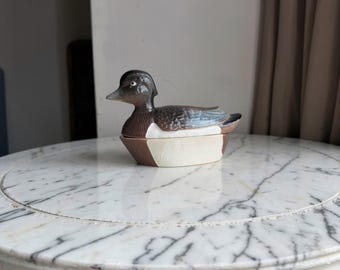 Vintage Michel Caugant ceramic duck terrine , 1970,s France