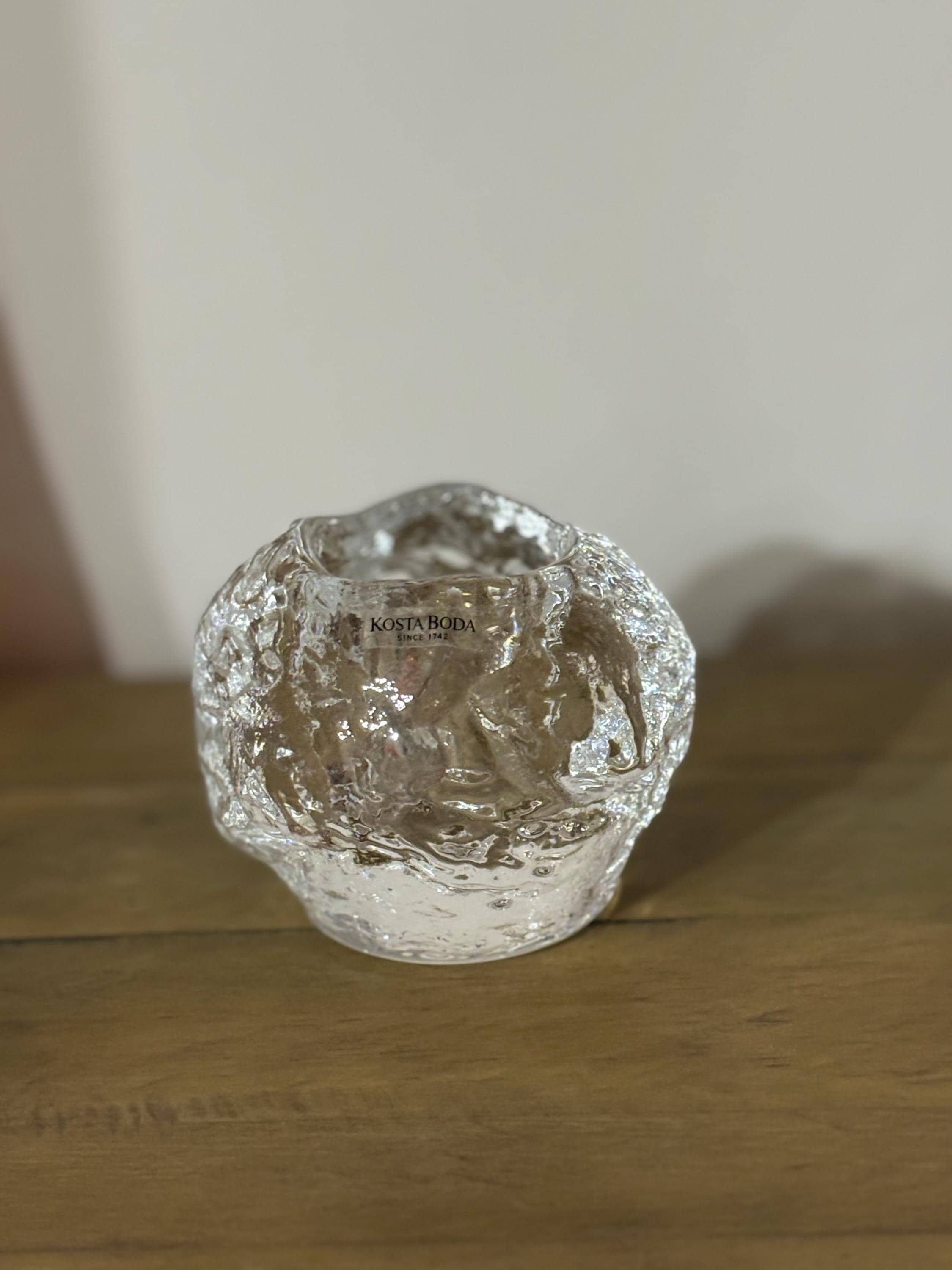 Vintage Kosta Boda Snowball Tea Light Holder - Swedish Art Glass