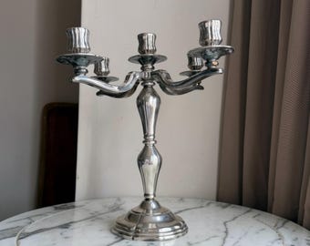Vintage French Silver-Plated Candelabra, Orfèvrerie Saint-Médard, Rococo Revival Style