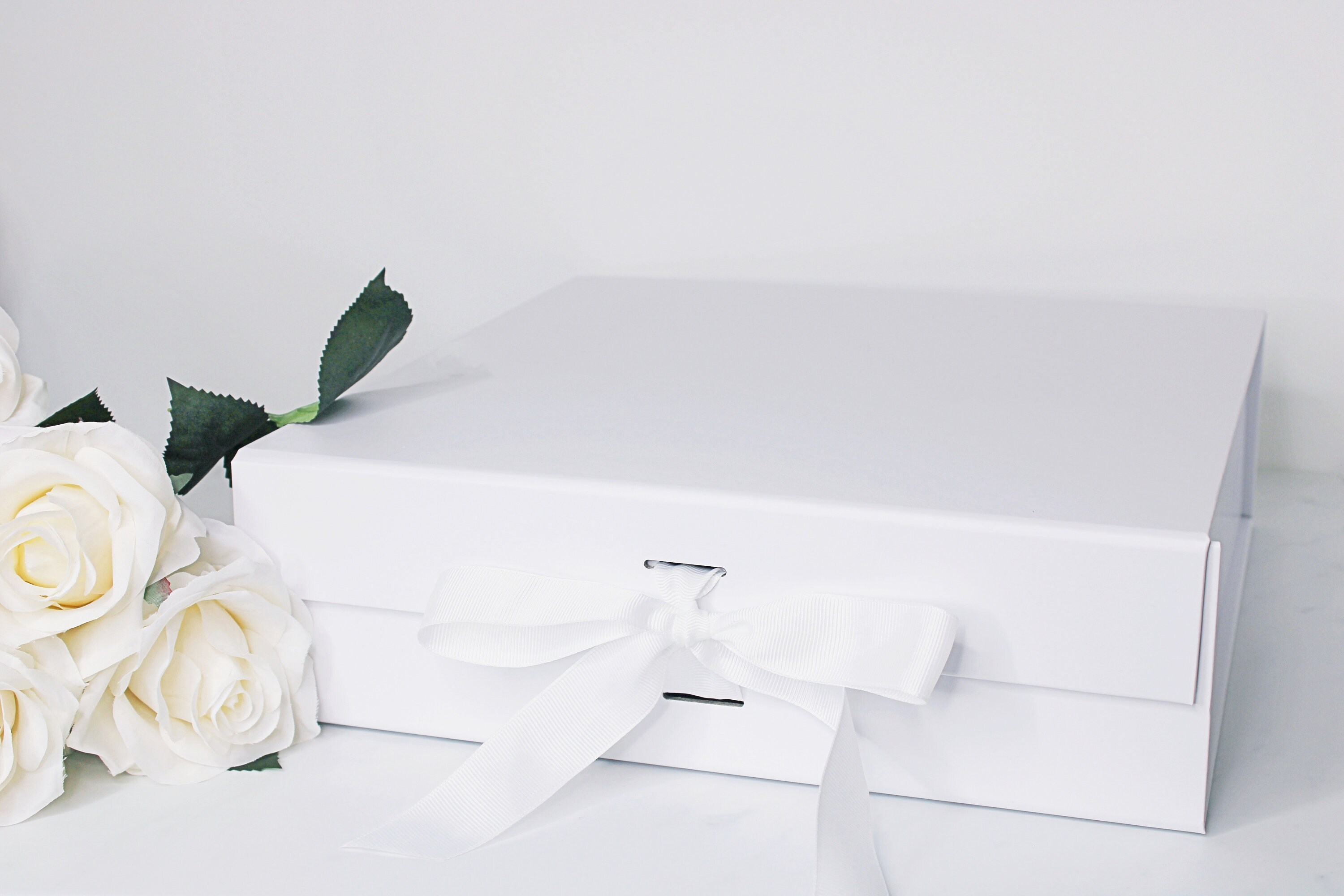 Large Personalised Baby Gift Box Baby Shower / white silver Etsy