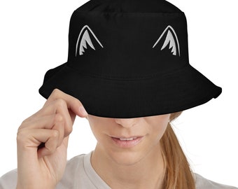 Cute Cat Ears Embroidered Bucket Hat, Harajuku Clothing, Anime Hat, Cat Lover, Aesthetic Japanese, Festival, Kawaii, Men Women