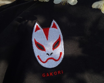 Embroiderd Sweatshirt, Kitsune Fox Mask, Unisex, Sweater, Japanese Streetwear, Aesthetic Clothing, Anime Shirt, Men, Women, Gift, Oversized