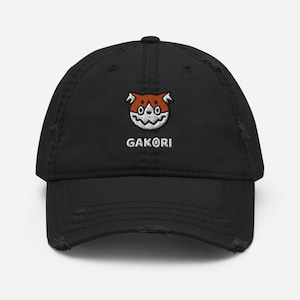 Gakori Katze bestickt beunruhigt Papa Hut, Kawaii, niedlich, Anime Hut, Anime Cap, Katze, Kitty, Männer, Frauen, Geschenk, Geschenke, Streetwear, Japan