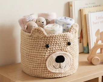 Wickeltischorganizer, Bären Korb, Utensilo, Kinderzimmer deko, Aufbewahrungsbox