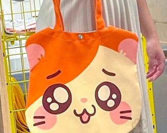 Hamtaro Tote Bag | Snap Button Closing | Inner Zipper Pocket