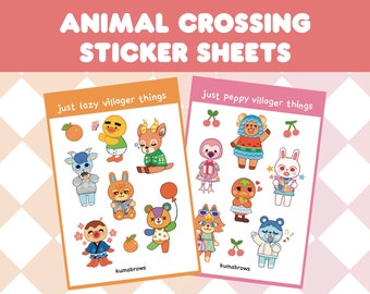 Animal Crossing Clear Vinyl Sticker Sheet Set | Sherb | Stitches | Beau | Zucker | Audie