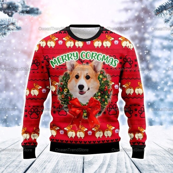 etsy corgi christmas sweater