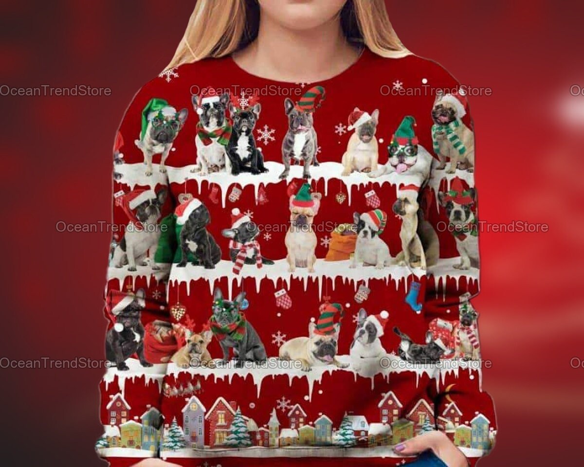 French Bulldog Christmas Sweater - Etsy 