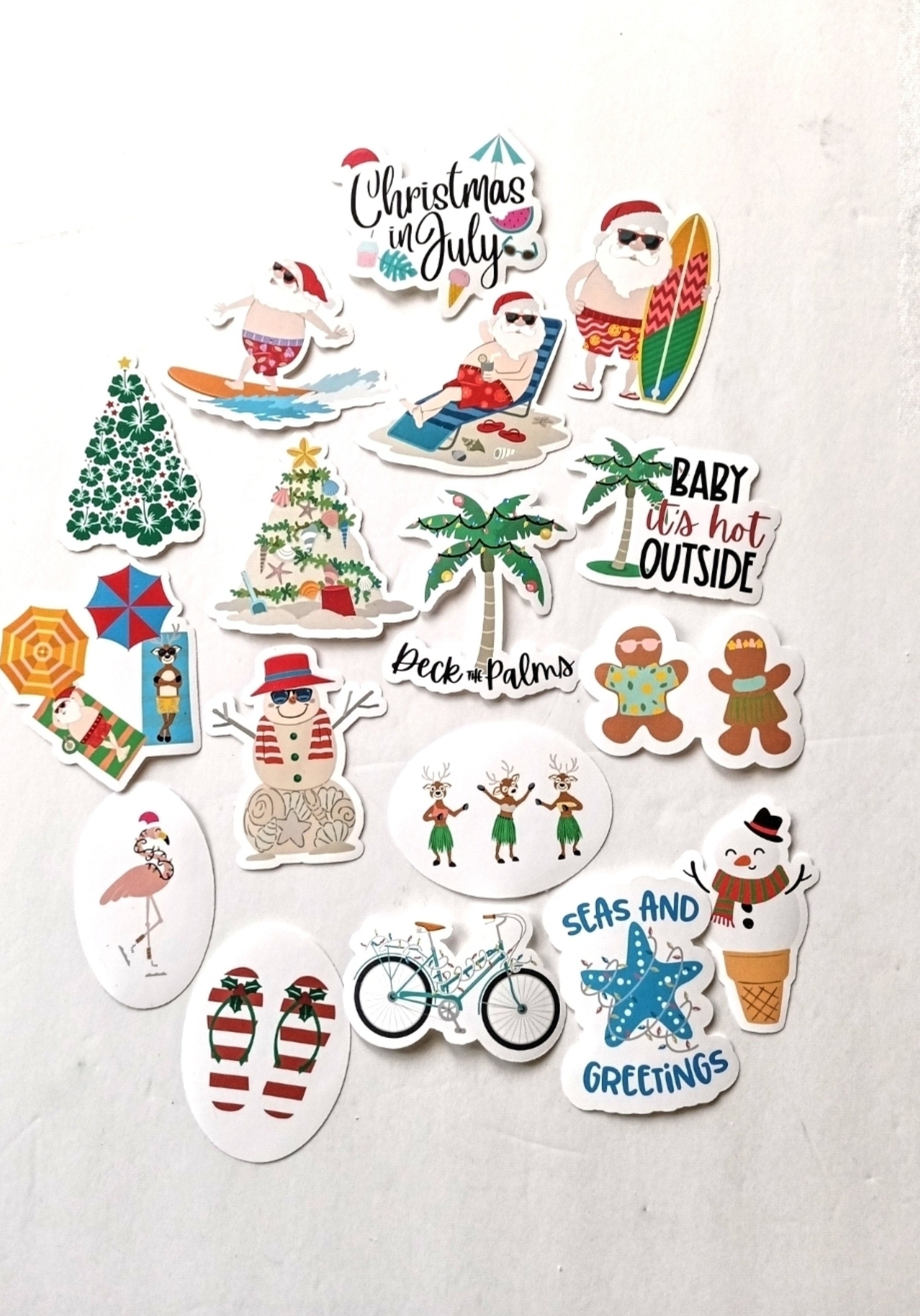 Christmas in July Stickers Santa Surf Stickers Water | Etsy