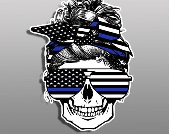 Back the Blue Stickers - Thin Blue Line, Police Support, Law Enforcement, Blue Lives Matter - Unique Female Decals - Cop Lovers Gift