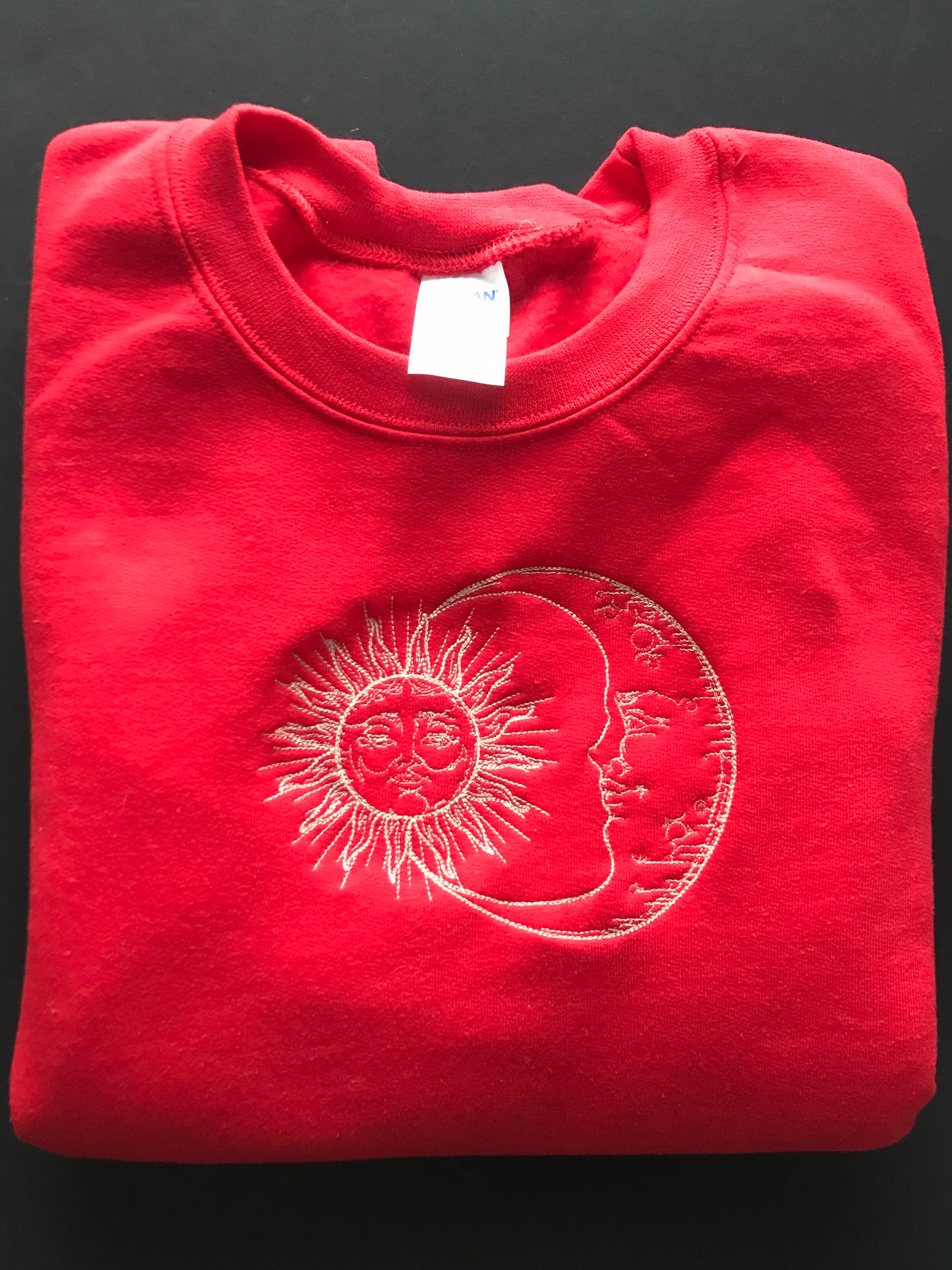 Embroidered Sweatshirt Sun and Moon design | Etsy