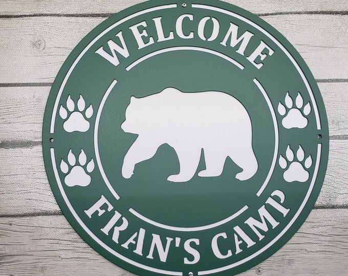 Personalized Campers Metal Sign, Custom Bear Welcome Sign, Father's Day ...