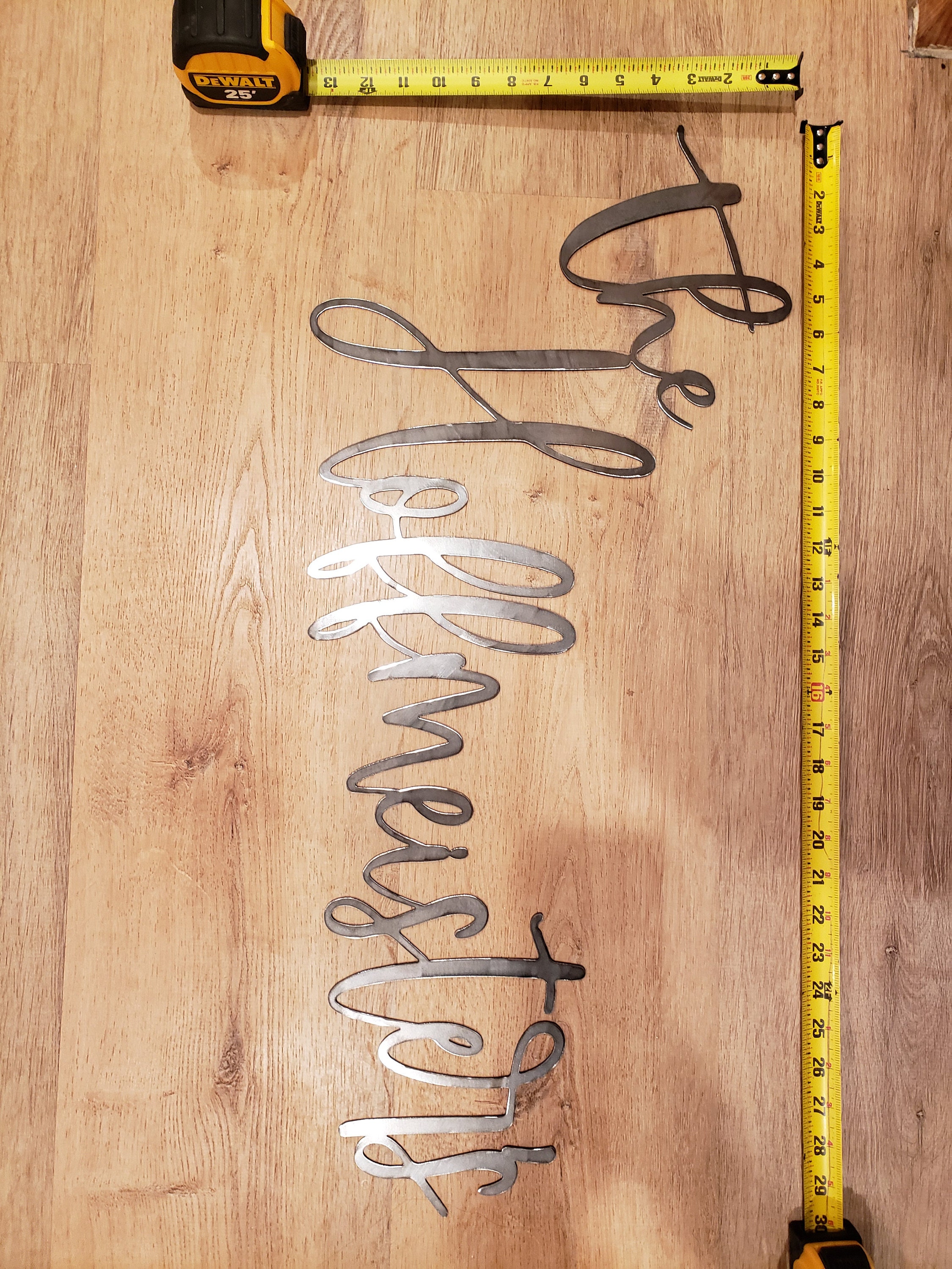 Custom Cursive Last Name Sign Cursive Metal Last Name Sign Etsy UK