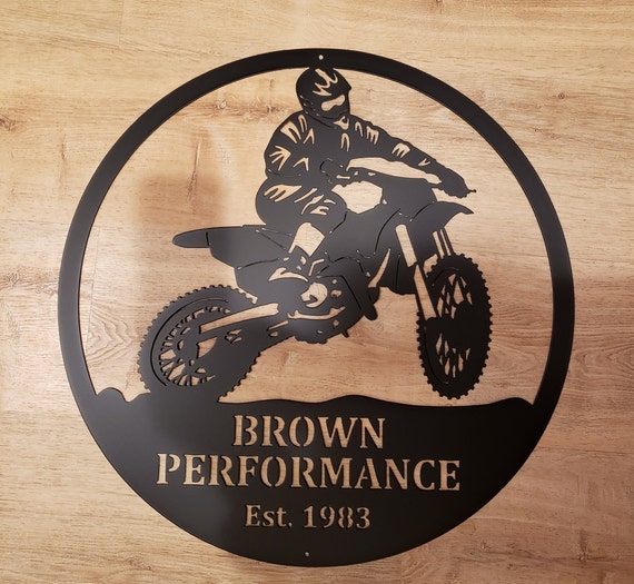 Mountain Bike Dirt Bike Laser Cut Metal Sign Bike Art Dirt Bike Gifts Garage Shop Sign Personalized Trike Shop Sign Motorcycle gifts