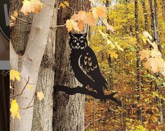 Tree Owl/Metal Owl on a Branch/Fall Outdoor Ideas/Fall Gift/For the Yard/Metal Decor for Outdoors/Tree Owl Metal Sign