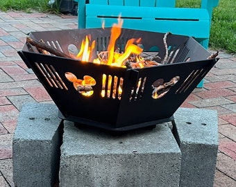 Custom Unique Small Fire Pit/Inner Locking/Portable/Cute Collapsible Outdoor Yard Fire Pit/Camping/Campsite/Campers/Father's Day Gift