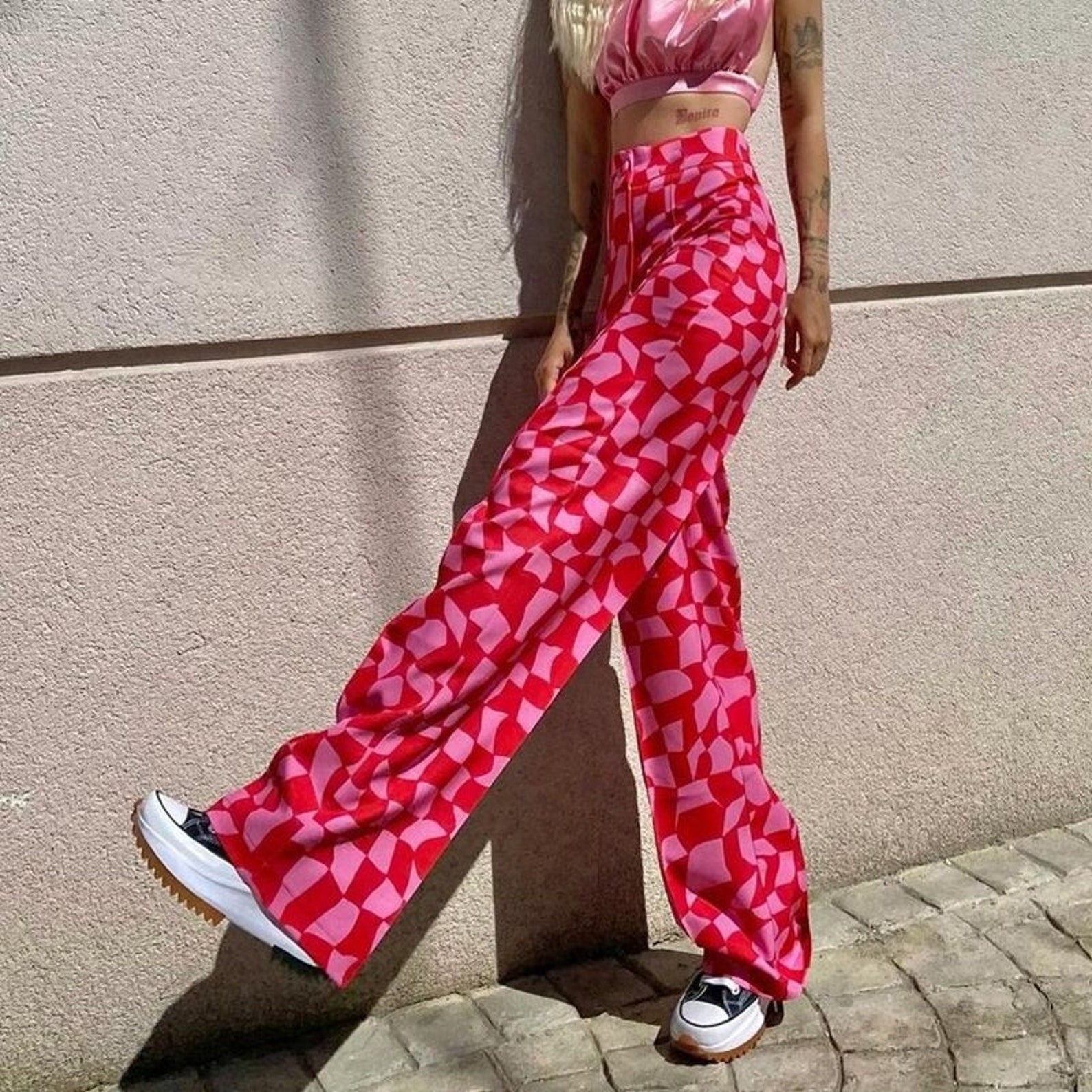 Pink Baggy jeans Cargo Pant Y2K Streetwear High Waisted Gifts Etsy