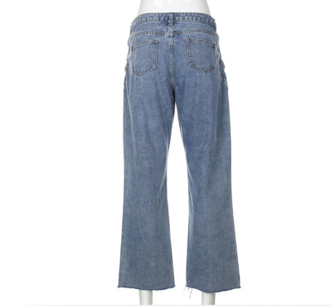 Patchwork Jeans Vintage Pant Y2K Skinny Womens Pants Womens | Etsy